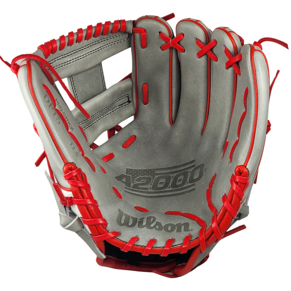 Wilson Custom Gray, White, and Red A2000 DP15 11.5" Infielders Glove