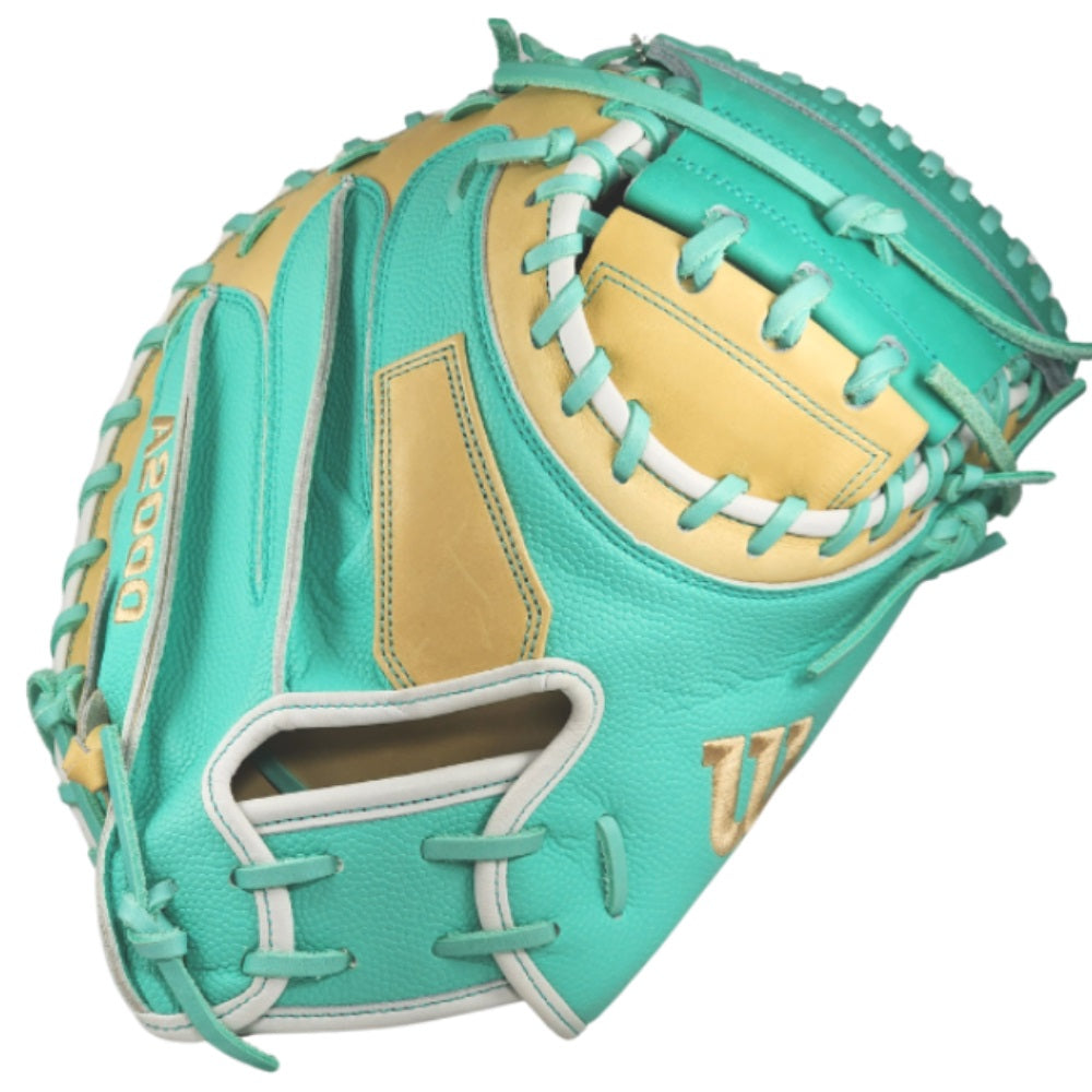 Wilson Custom Seafoam and Blonde A2000 M1D 33.5” Baseball Catchers Mitt