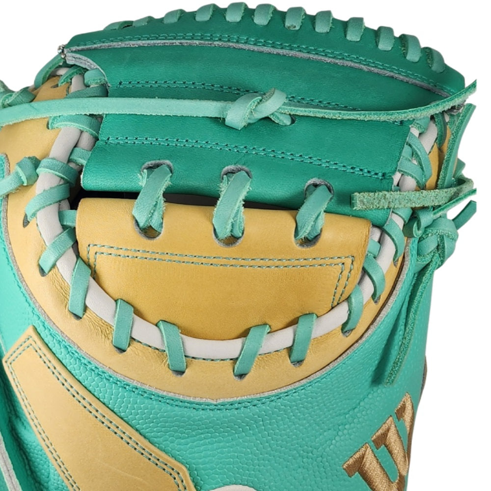 Wilson Custom Seafoam and Blonde A2000 M1D 33.5” Baseball Catchers Mitt