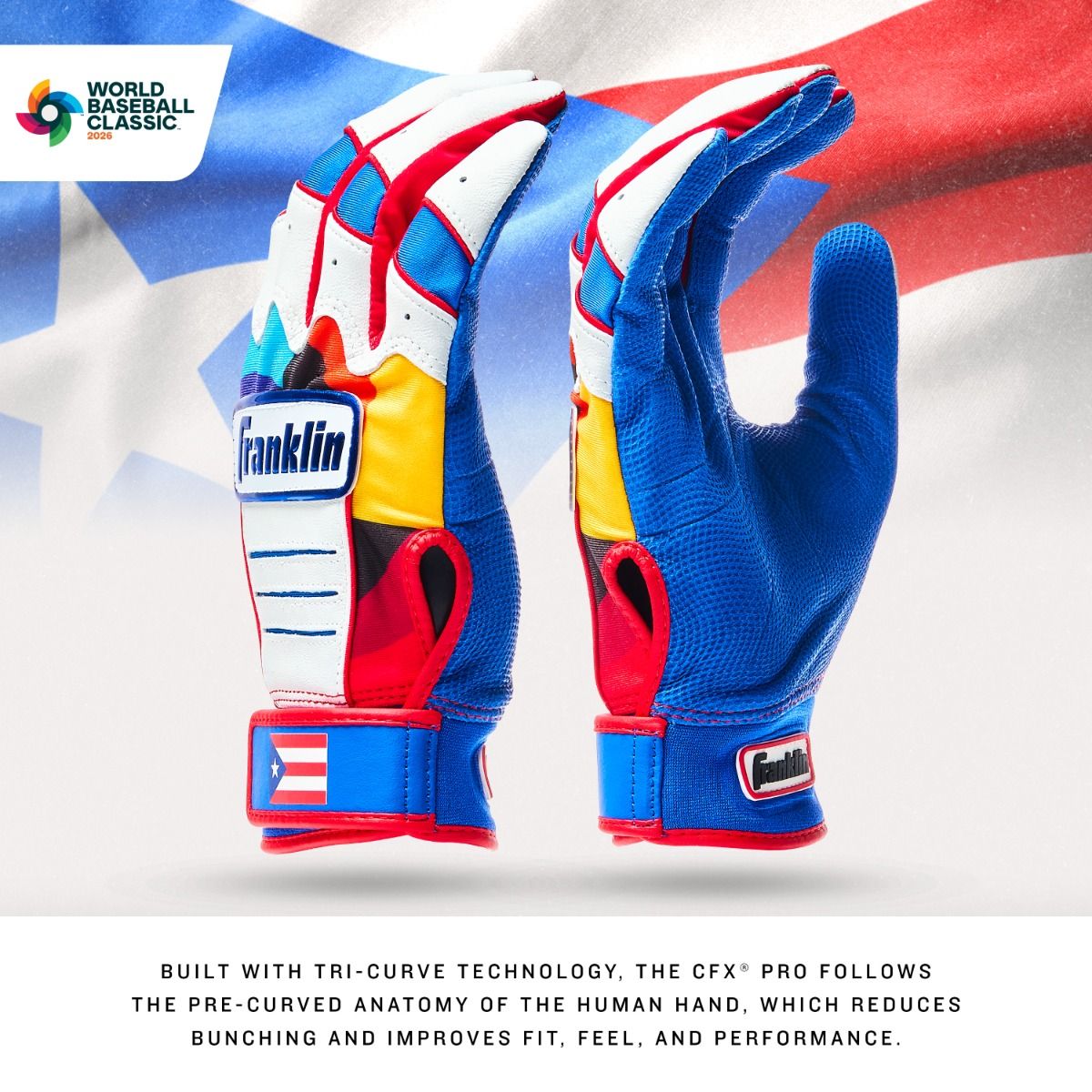 Franklin Youth CFX® Pro World Baseball Classic Batting Glove: Puerto Rico
