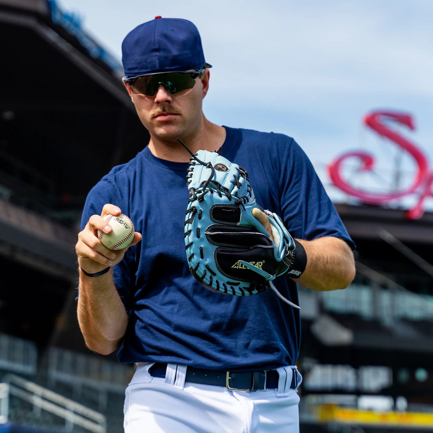 ALL-STAR LIMITED 34" CM3000 PRO-ELITE® CATCHER'S MITT: BLACK/SKY BLUE