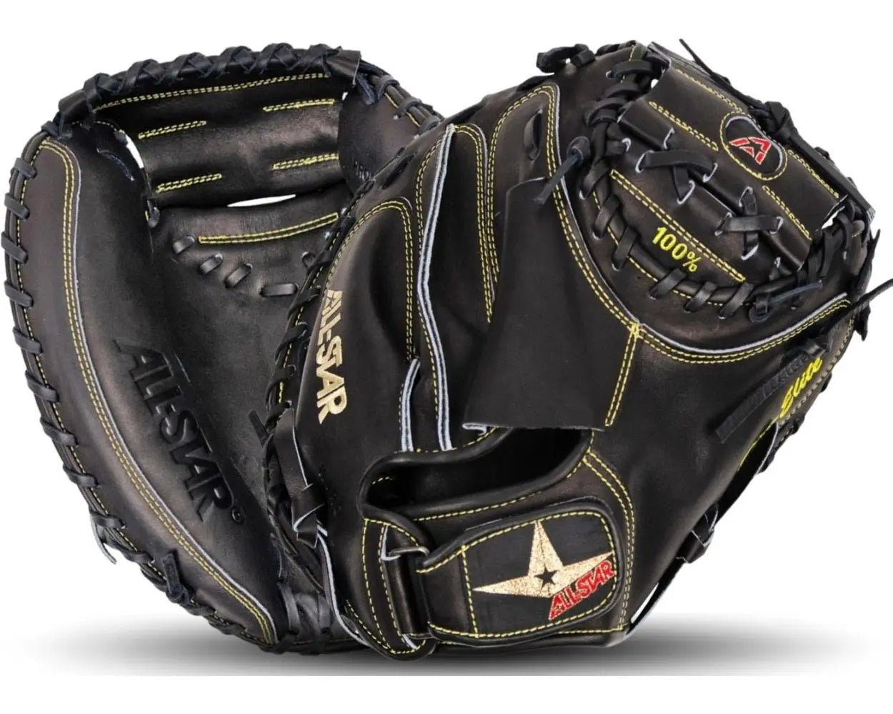 All Star Pro Elite 34" Baseball Catcher's Mitt Solid Black: CM3000MBK