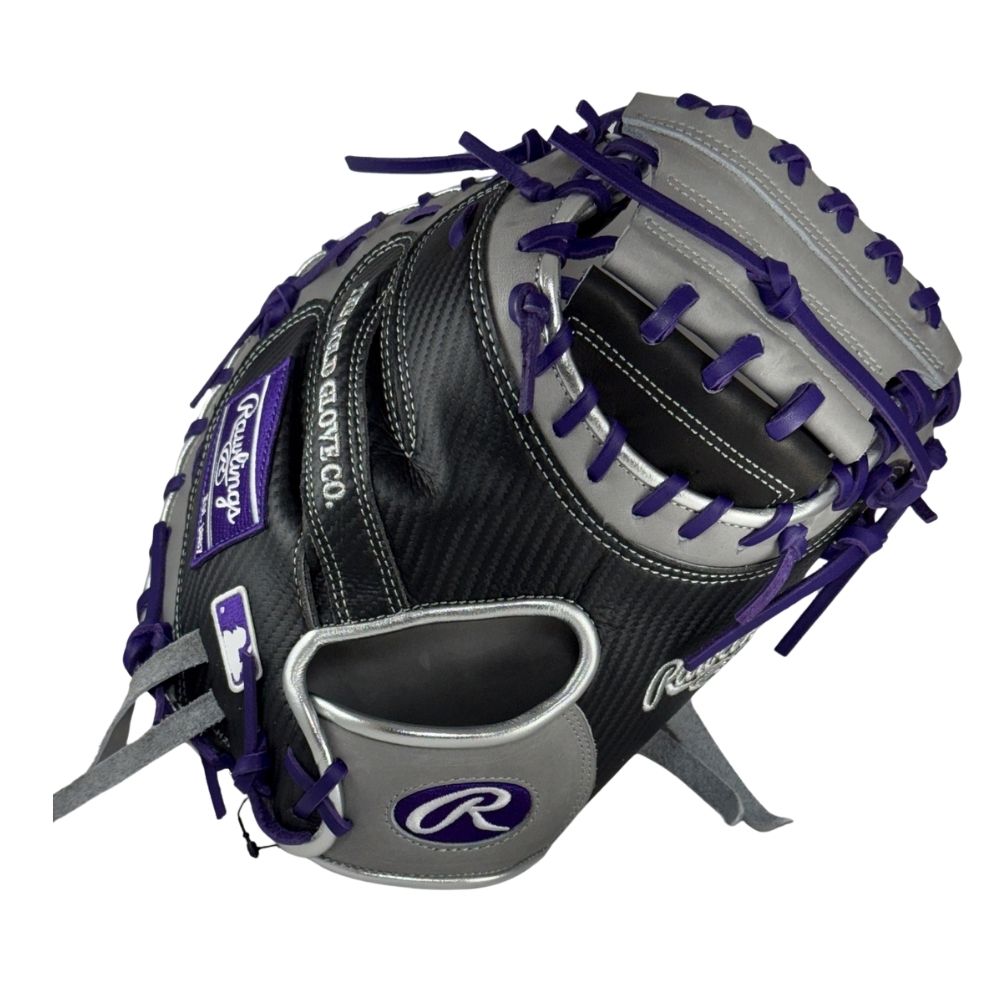Rawlings Custom 33" Heart of the Hide Black/Gray/Purple Catchers Mitt: PROCM33DM-23