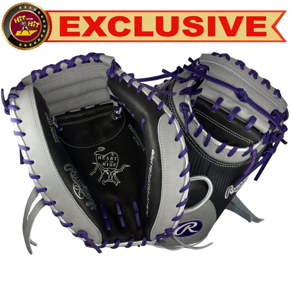 Rawlings Custom 33" Heart of the Hide Black/Gray/Purple Catchers Mitt: PROCM33DM-23