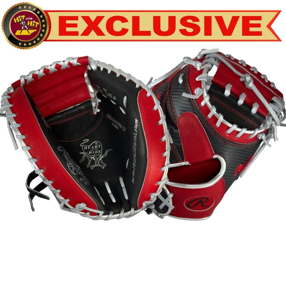 Rawlings Custom 33" Heart of the Hide Black/Red Catchers Mitt: PROCM33DM-23
