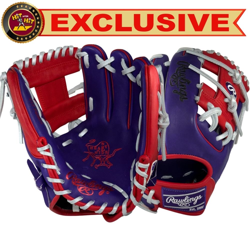 Rawlings Custom Heart of the Hide Purple and Red PRO2172-2 11.5" Baseball Glove