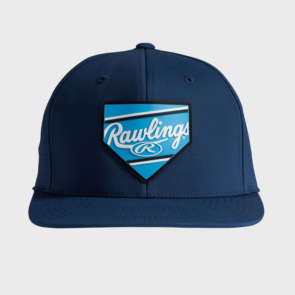 Rawlings Navy Home Plate Performance Flat Bill Snapback Hat