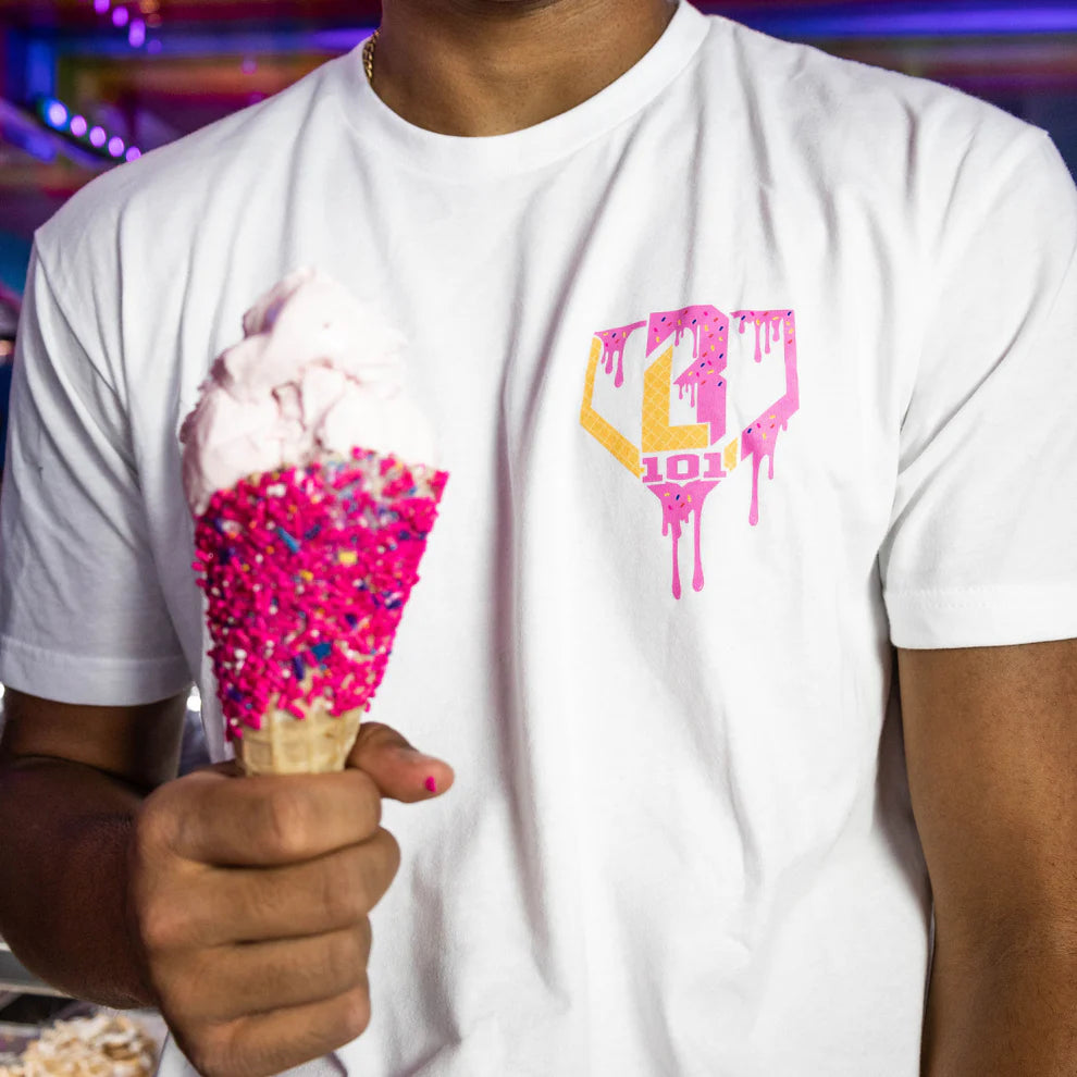 Baseball Lifestyle 101 Youth Ice Cream Tee - Strawberry