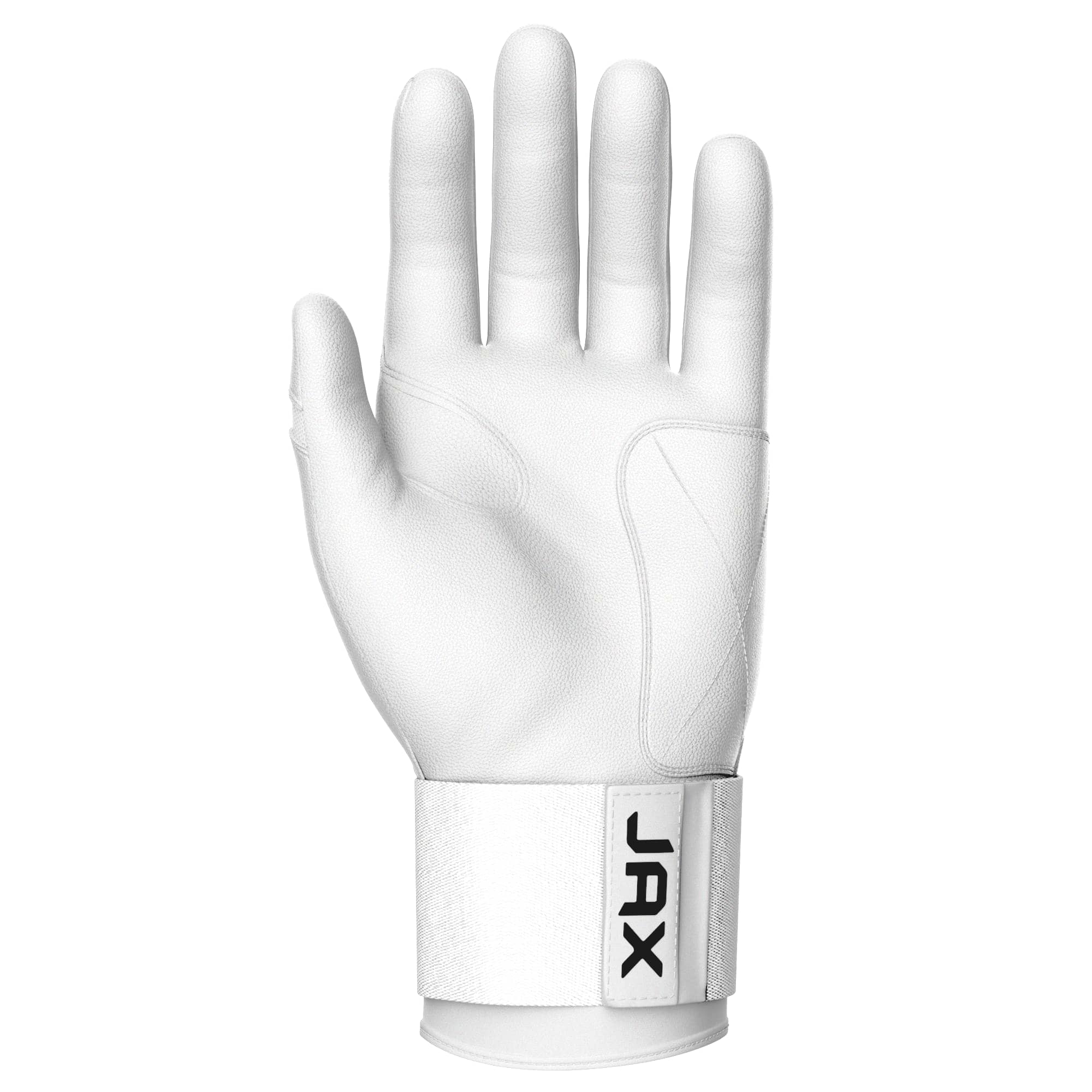 Jax Adult Strap Cuff Batting Gloves: Platinum White with Web
