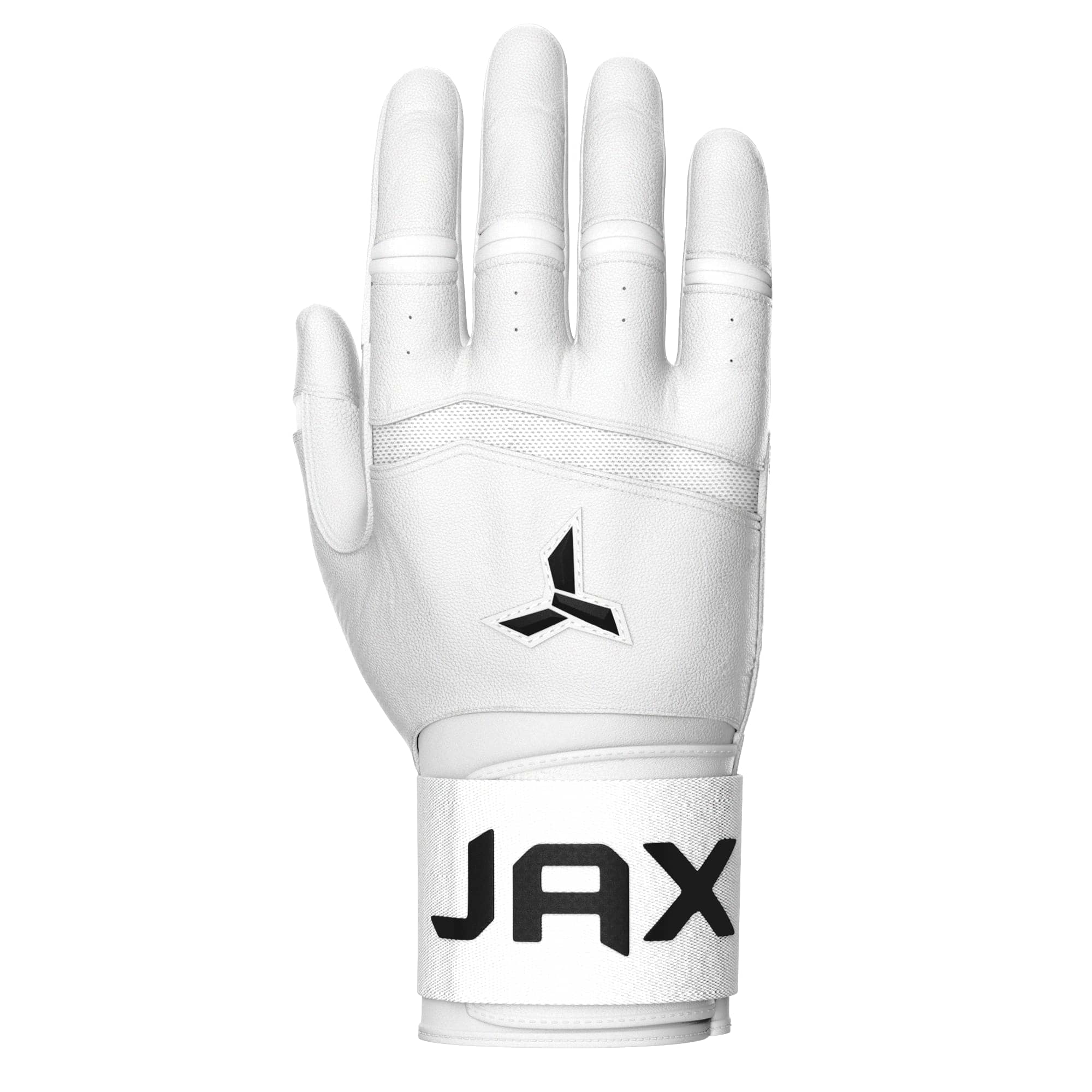 Jax Adult Strap Cuff Batting Gloves: Platinum White with Web