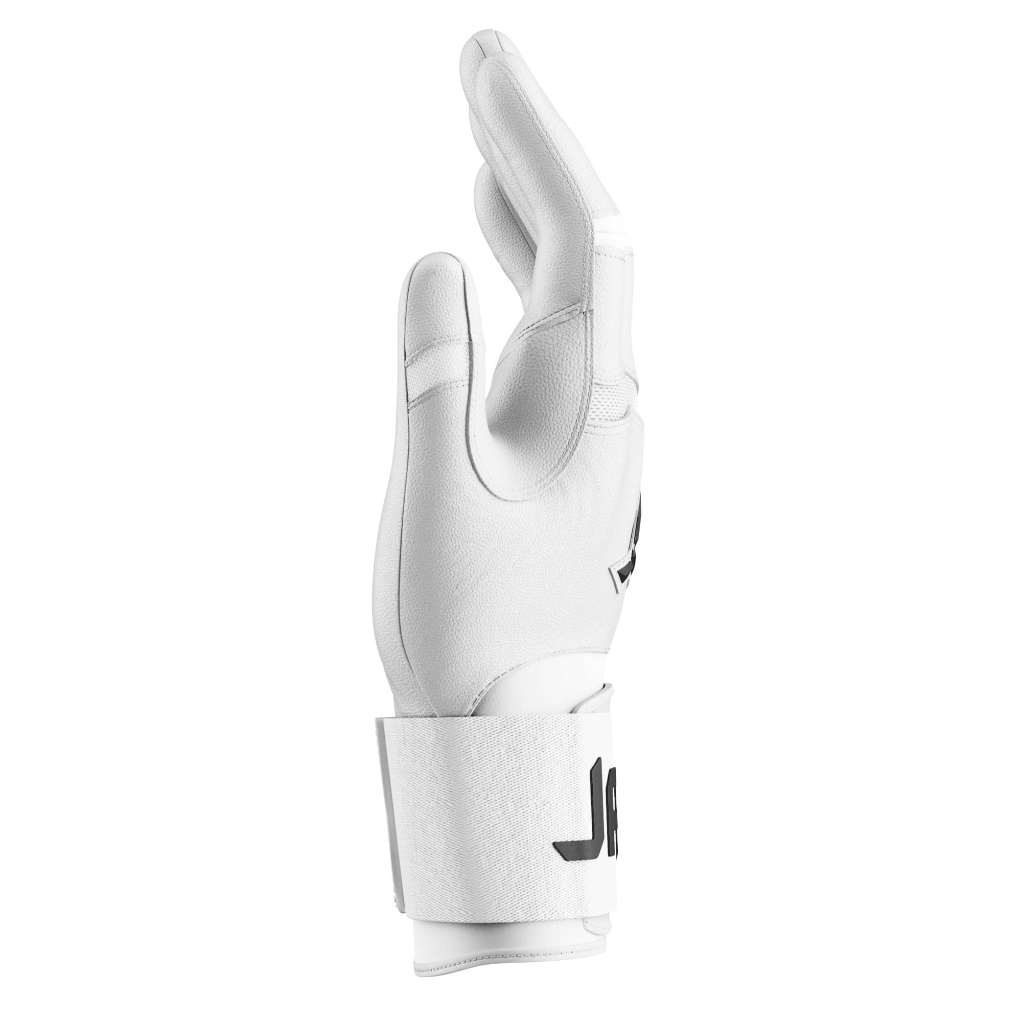 Jax Adult Strap Cuff Batting Gloves: Platinum White with Web