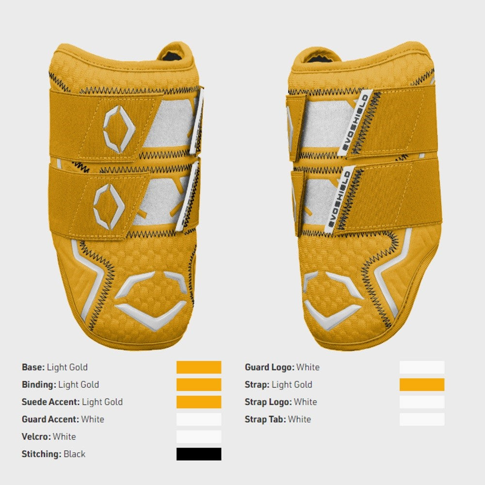 EVOSHIELD EXCLUSIVE PRO-SRZ™ 2.0 BATTER'S DOUBLE STRAP ELBOW GUARD: GOLD