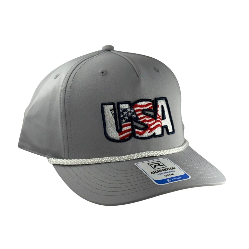 Richardson Light Gray 258 5 Panel Classic Rope Adjustable Cap: USA