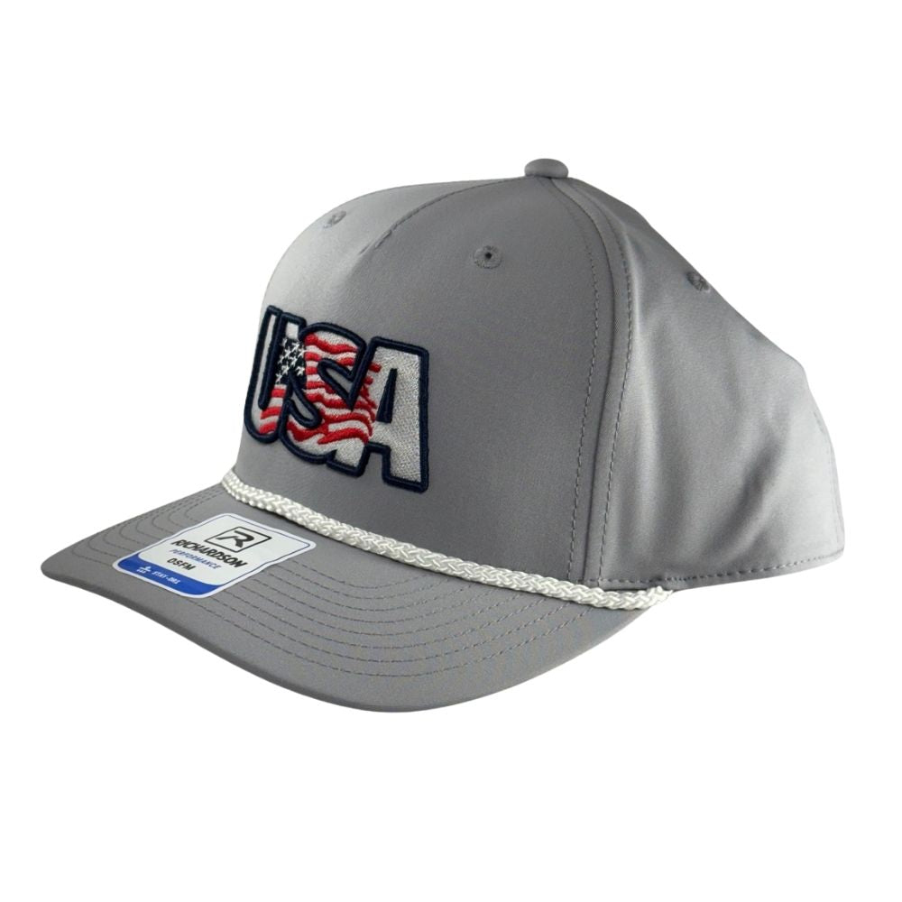 Richardson Light Gray 258 5 Panel Classic Rope Adjustable Cap: USA