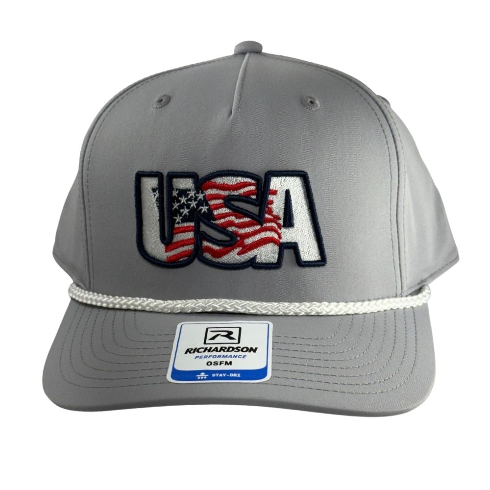 Richardson Light Gray 258 5 Panel Classic Rope Adjustable Cap: USA