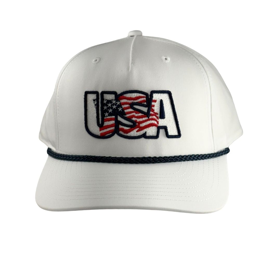 Richardson White 258 5 Panel Classic Rope Adjustable Cap: USA