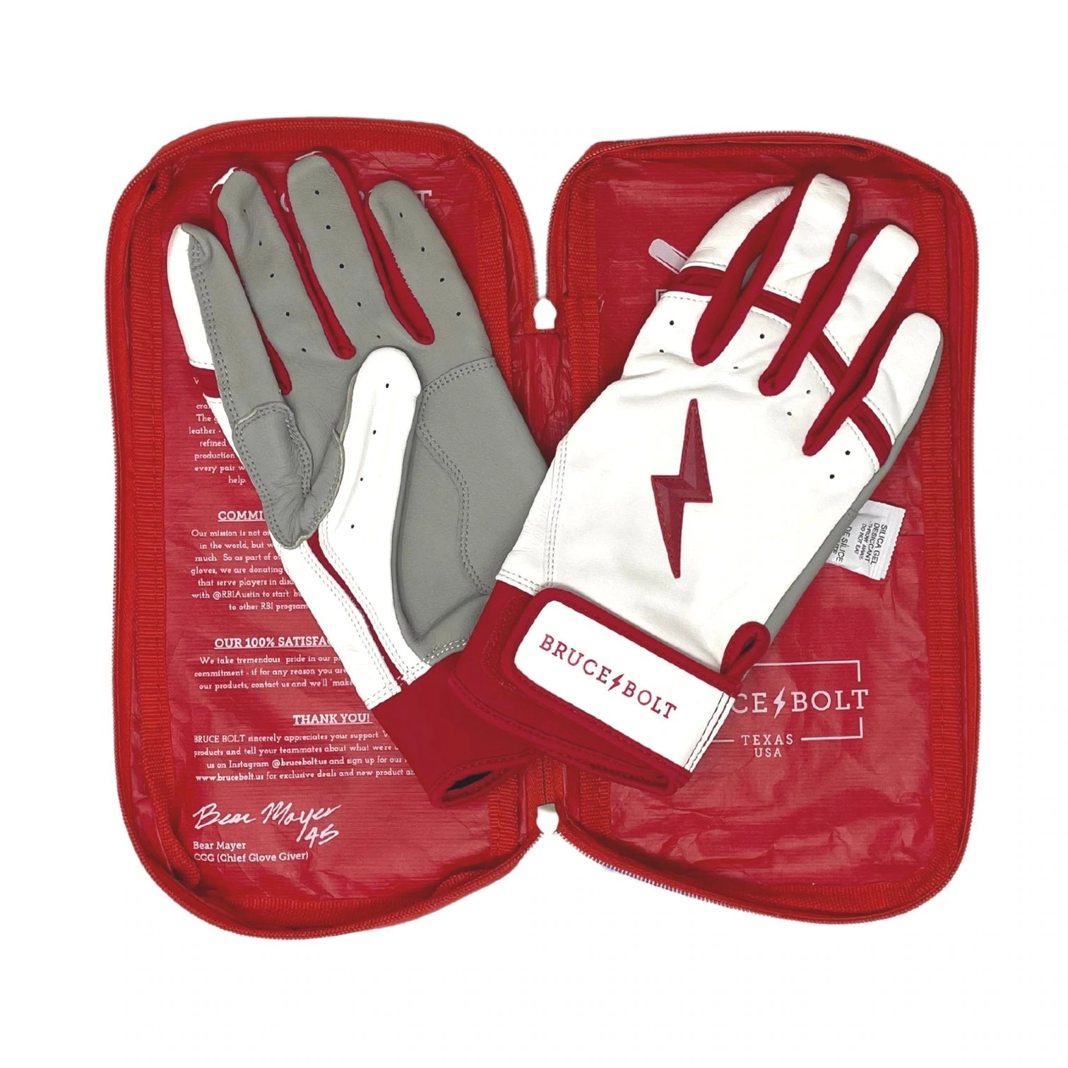 Bruce Bolt - BADER Series Adult Short Cuff Batting Gloves | BADER WHITE