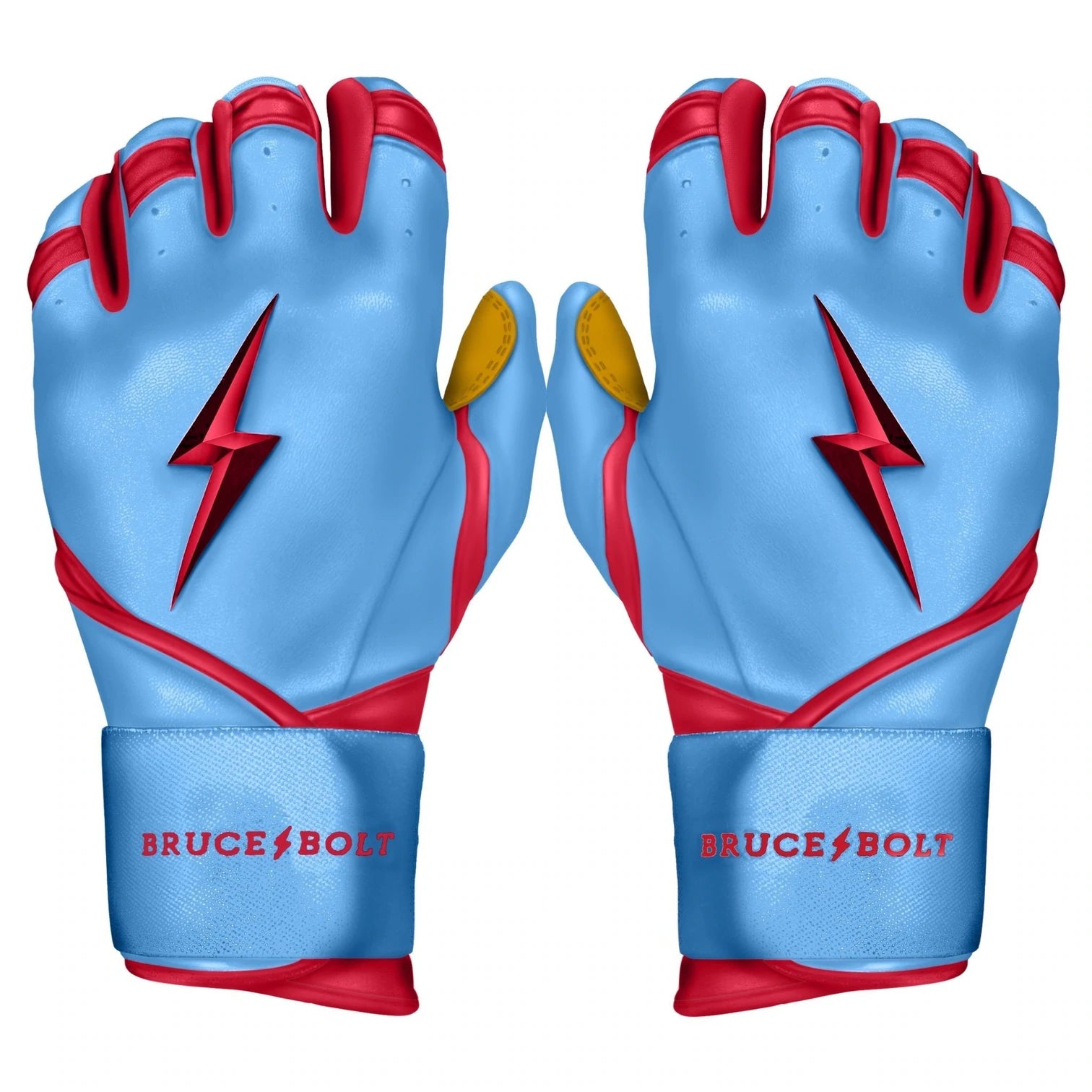 Bruce Bolt - BADER Series Adult Long Cuff Batting Gloves | BABY BLUE