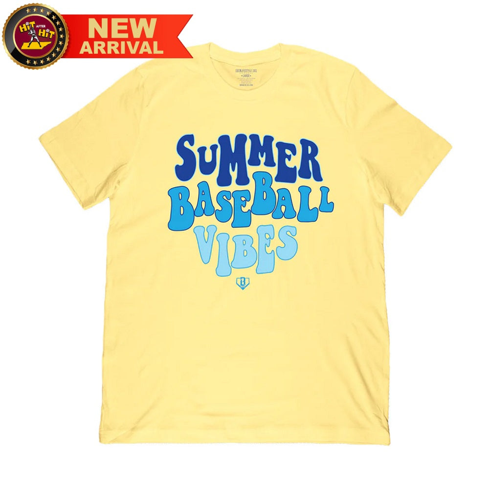 Baseball Lifestyle 101 Summer Baseball Vibes Adult Tee - Yellow