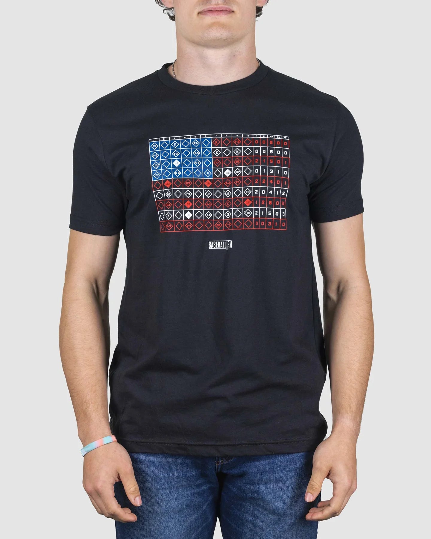 Baseballism Scorebook Flag T-Shirt (Men's)