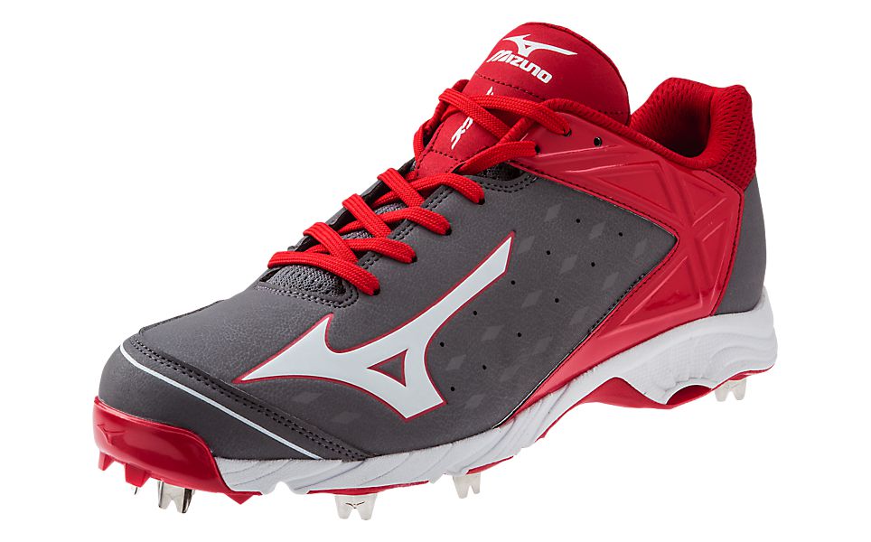Mizuno 9 Spike Advanced Swagger 2 Low Baseball Spikes - Grey/Red