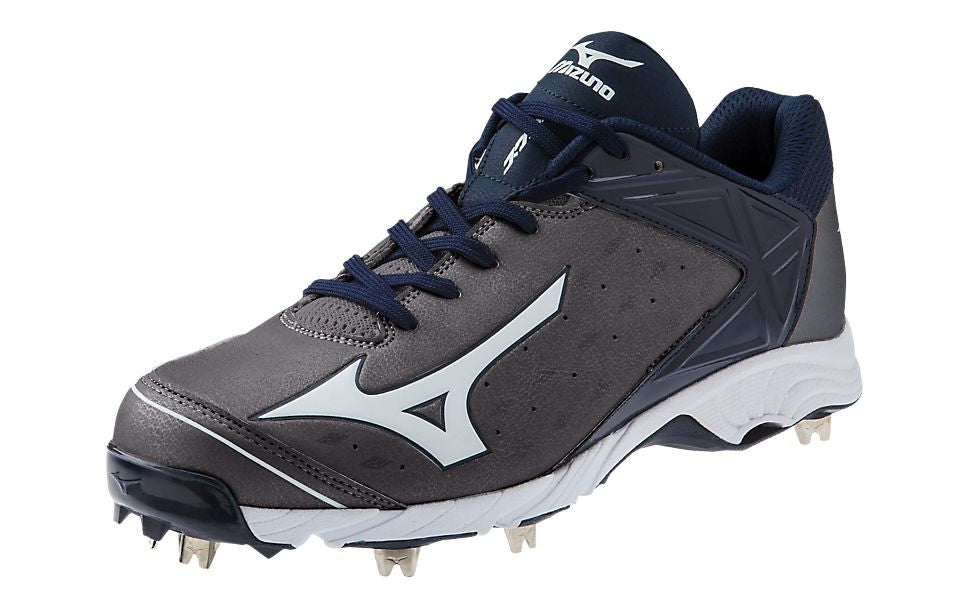 Mizuno 9 Spike Advanced Swagger 2 Low Baseball Spikes - Grey/Navy