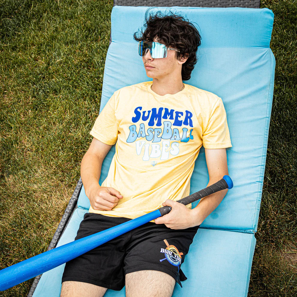 Baseball Lifestyle 101 Summer Baseball Vibes Adult Tee - Yellow