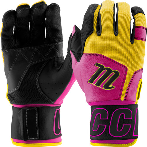 Marucci Youth Blacksmith Wrap Batting Gloves: MBG2BKSMY-PK/YL