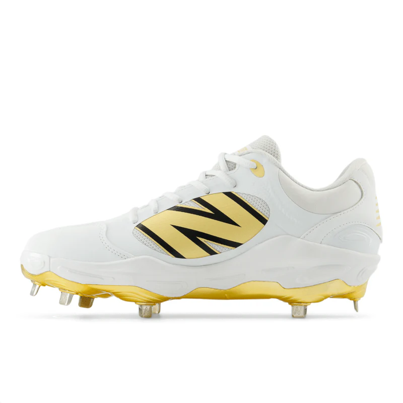 New Balance Fresh Foam 3000 X V7: L3000GS7 White Gold Hero Metal Spike New Balance Fresh Foam 3000 X V7: L3000GS7 White Gold Hero Metal Spike