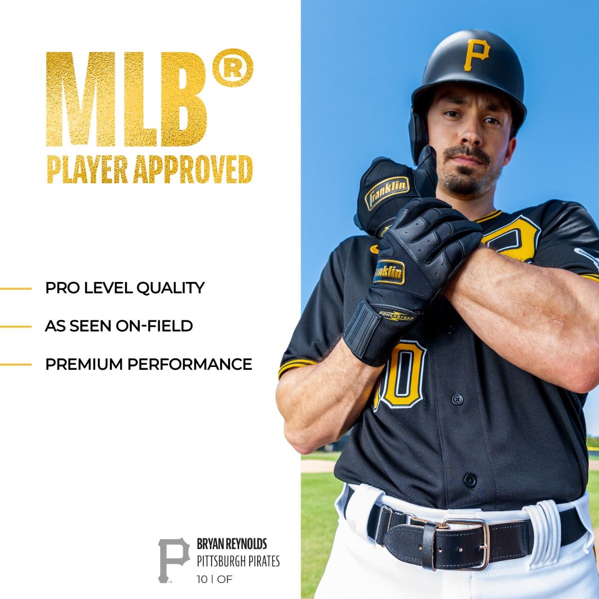 Franklin Infinite Hi-Lite Powerstrap™ Batting Gloves: Carolina Blue