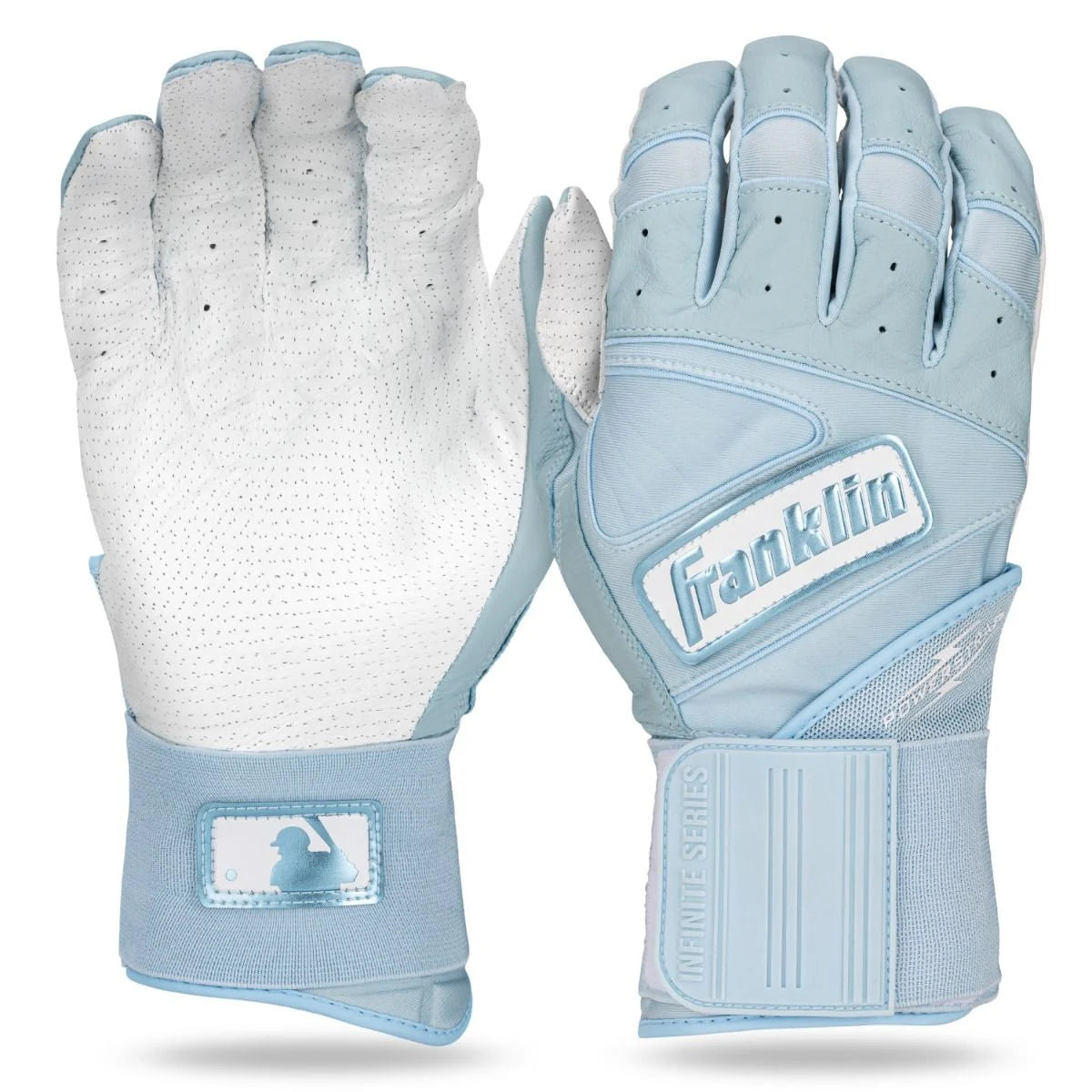 Franklin Infinite Hi-Lite Powerstrap™ Batting Gloves: Carolina Blue