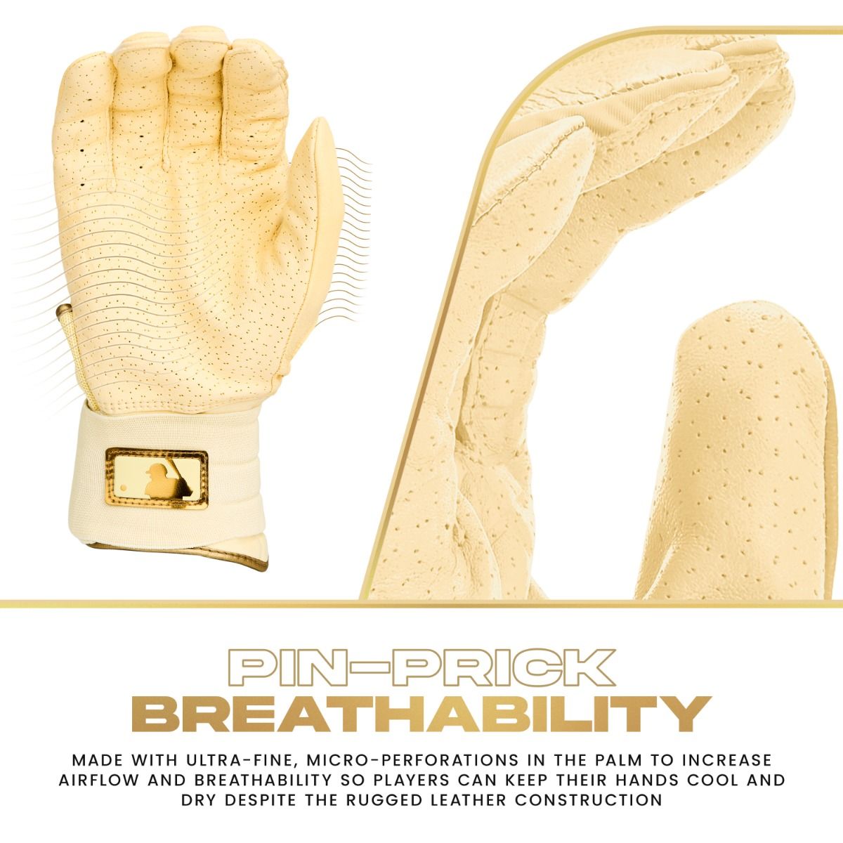 Franklin Youth Powerstrap® Infinite Batting Gloves: Vanilla Gold