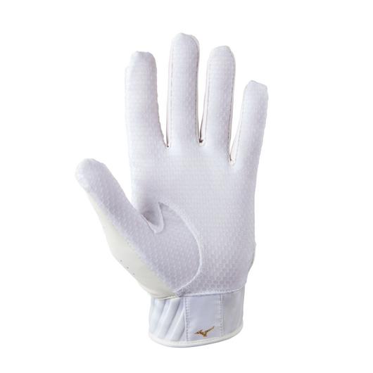 Mizuno MVP White/Gold Youth Baseball Batting Glove: 330425