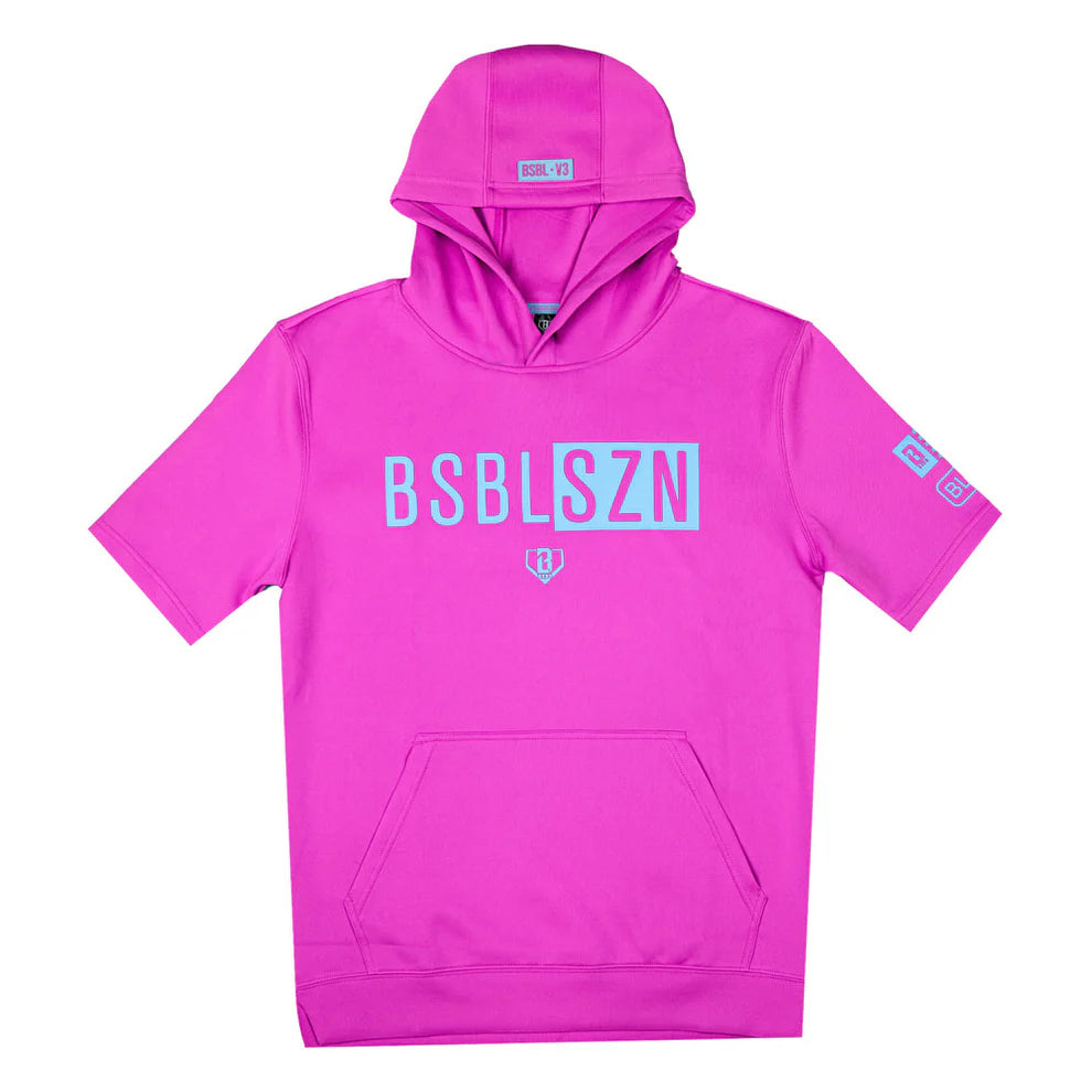 Baseball Lifestyle 101 YOUTH BSBL-SZN Short Sleeve Hoodie V3 Cotton Candy Pink