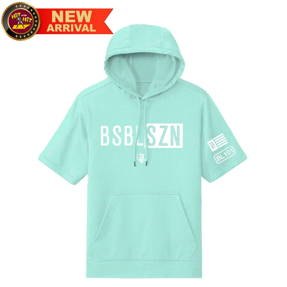 Baseball Lifestyle 101 BSBL-SZN Short Sleeve Hoodie V2 Mint/White