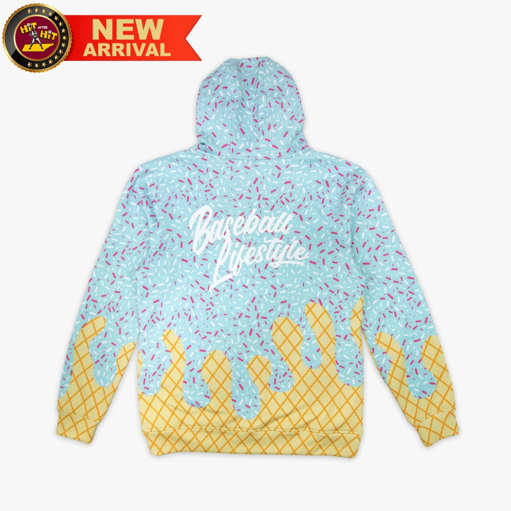 Baseball Lifestyle 101 Youth Ice Cream Hoodie: Cotton Candy