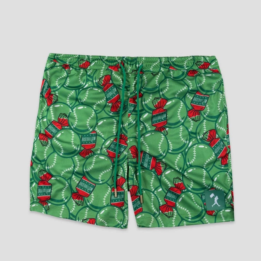 Baseballism Doubles and Bubbles Diamond Air Youth Mesh Shorts: Walk-Off Watermelon