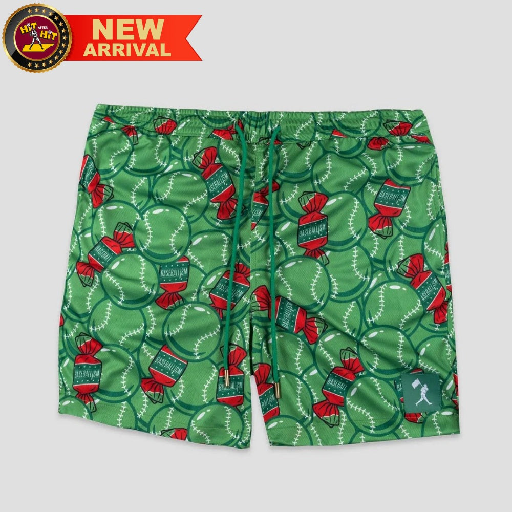 Baseballism Doubles and Bubbles Diamond Air Youth Mesh Shorts: Walk-Off Watermelon