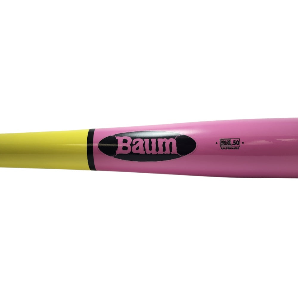 BAUM GOLD STOCK CUSTOM PRO FLARED HANDLE: YELLOW/PINK