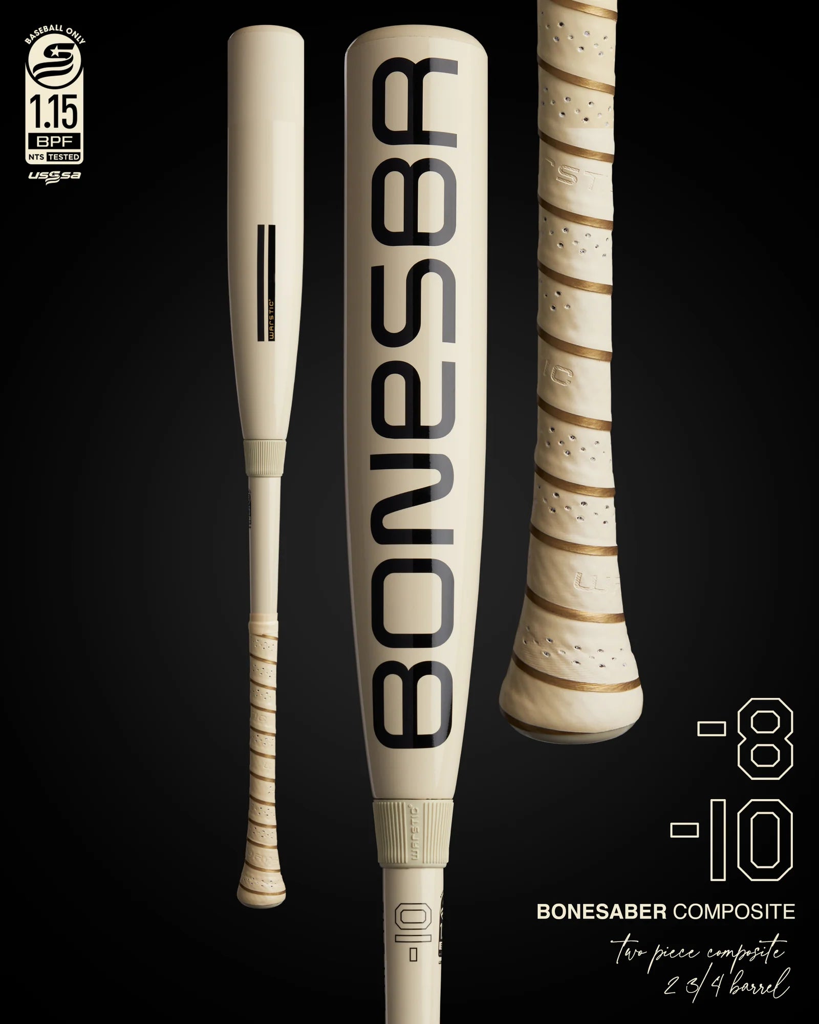 2025 Warstic Bonesaber Composite -10 USSSA Baseball Bat: CBBSC25WH10