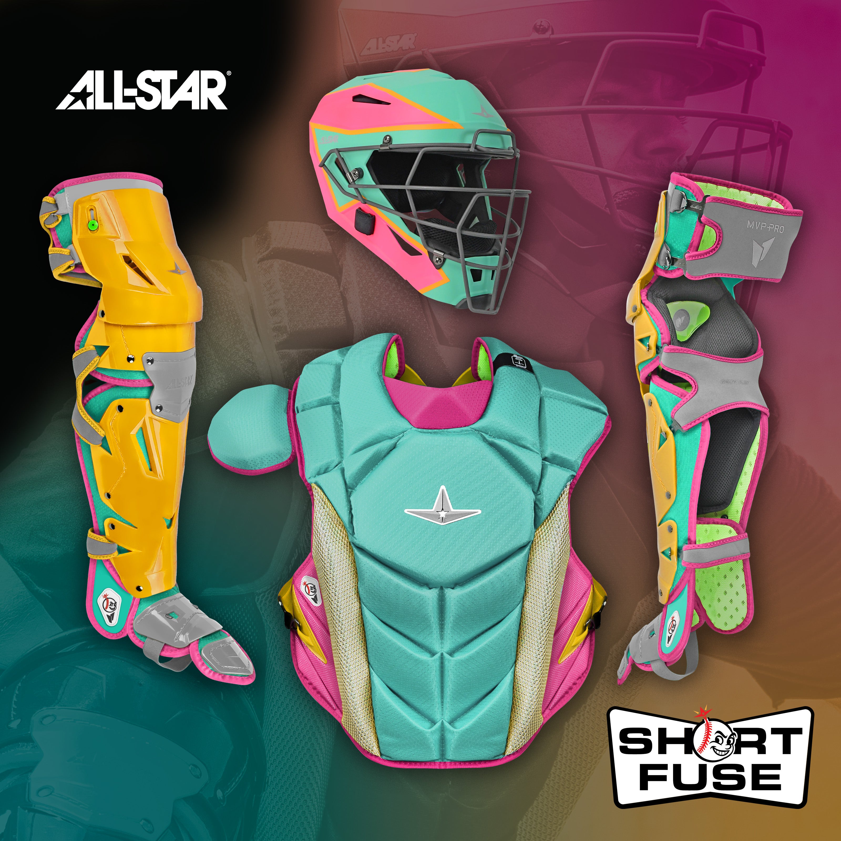 All Star MVP-PRO Short Fuse Series™ 1 Youth Catching Kits: CKCC-5-SF-MT_HP_GO_SV Small
