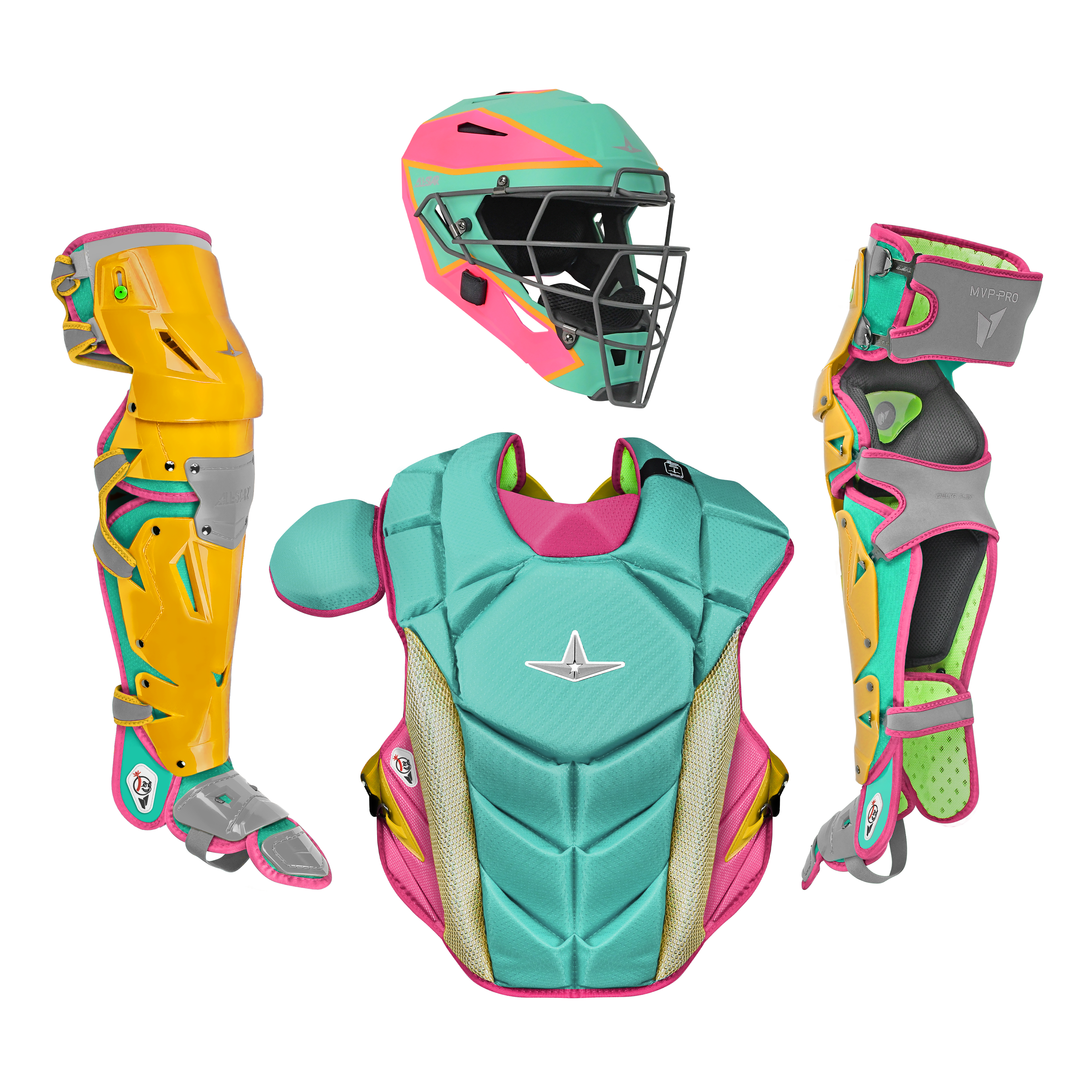 All Star MVP-PRO Short Fuse Series™ 1 Youth Catching Kits: CKCC-5-SF-MT_HP_GO_SV Small