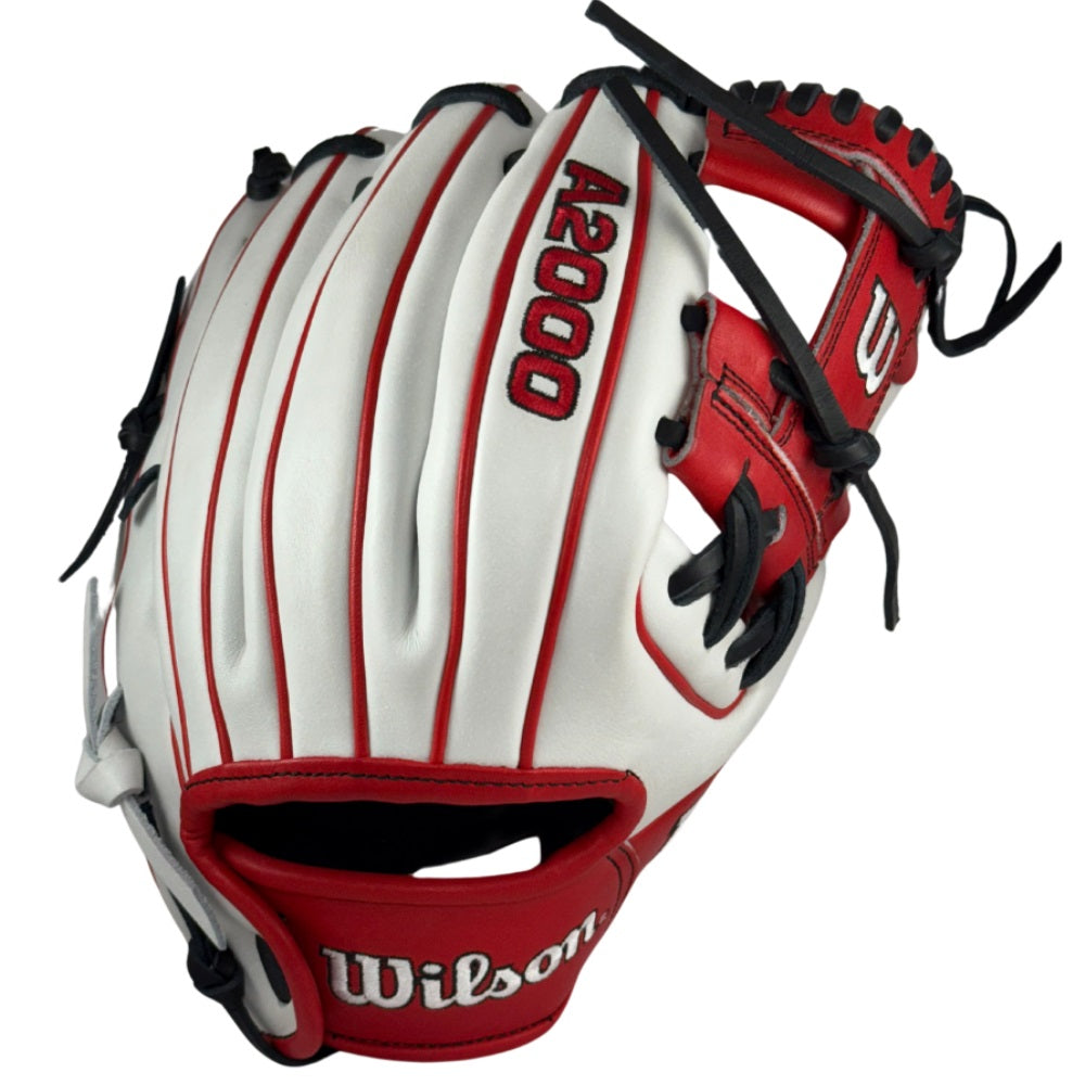 Wilson Custom A2000 DP15 White and Red 11.5" Infielders Glove