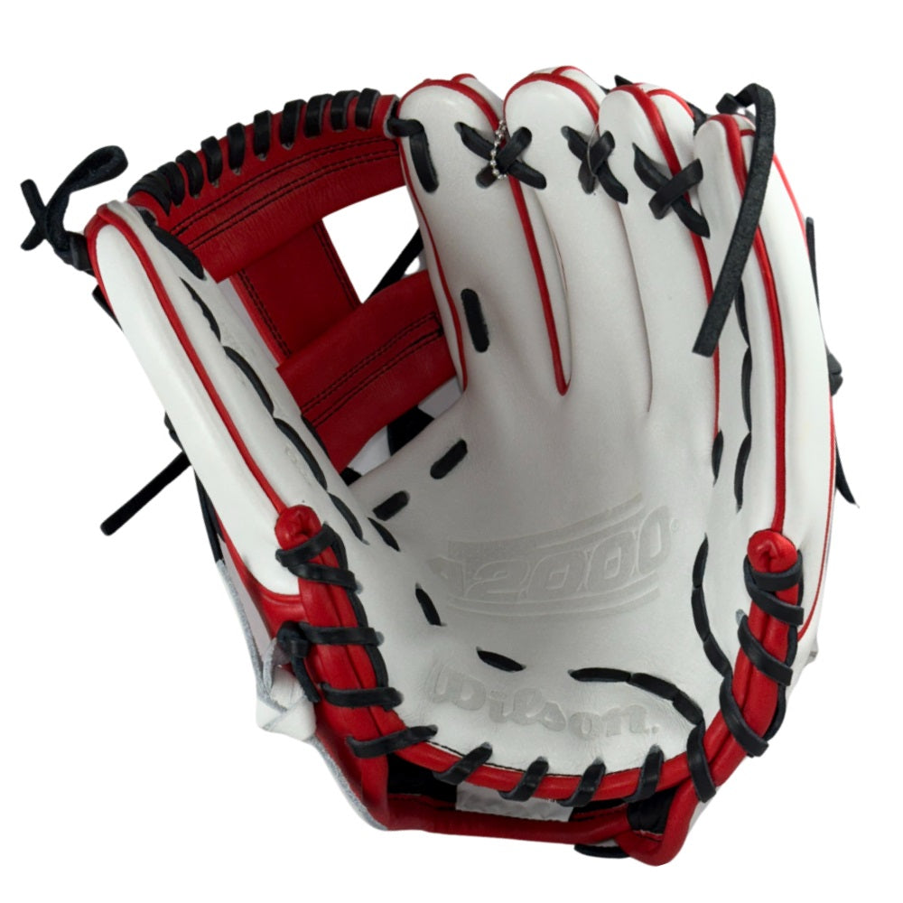 Wilson Custom A2000 DP15 White and Red 11.5" Infielders Glove