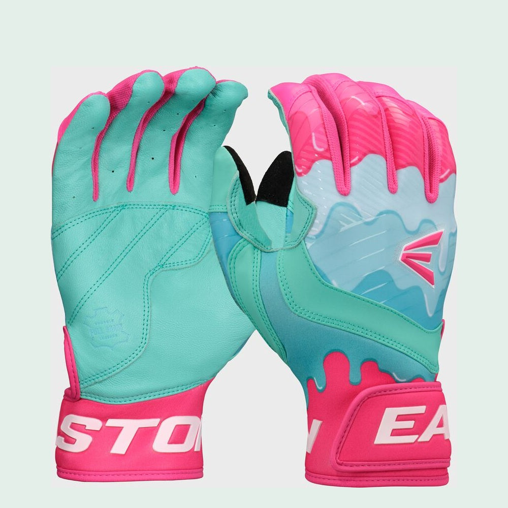 Easton Youth Walk-Off Ethos Drip Batting Gloves: Mint/Pink