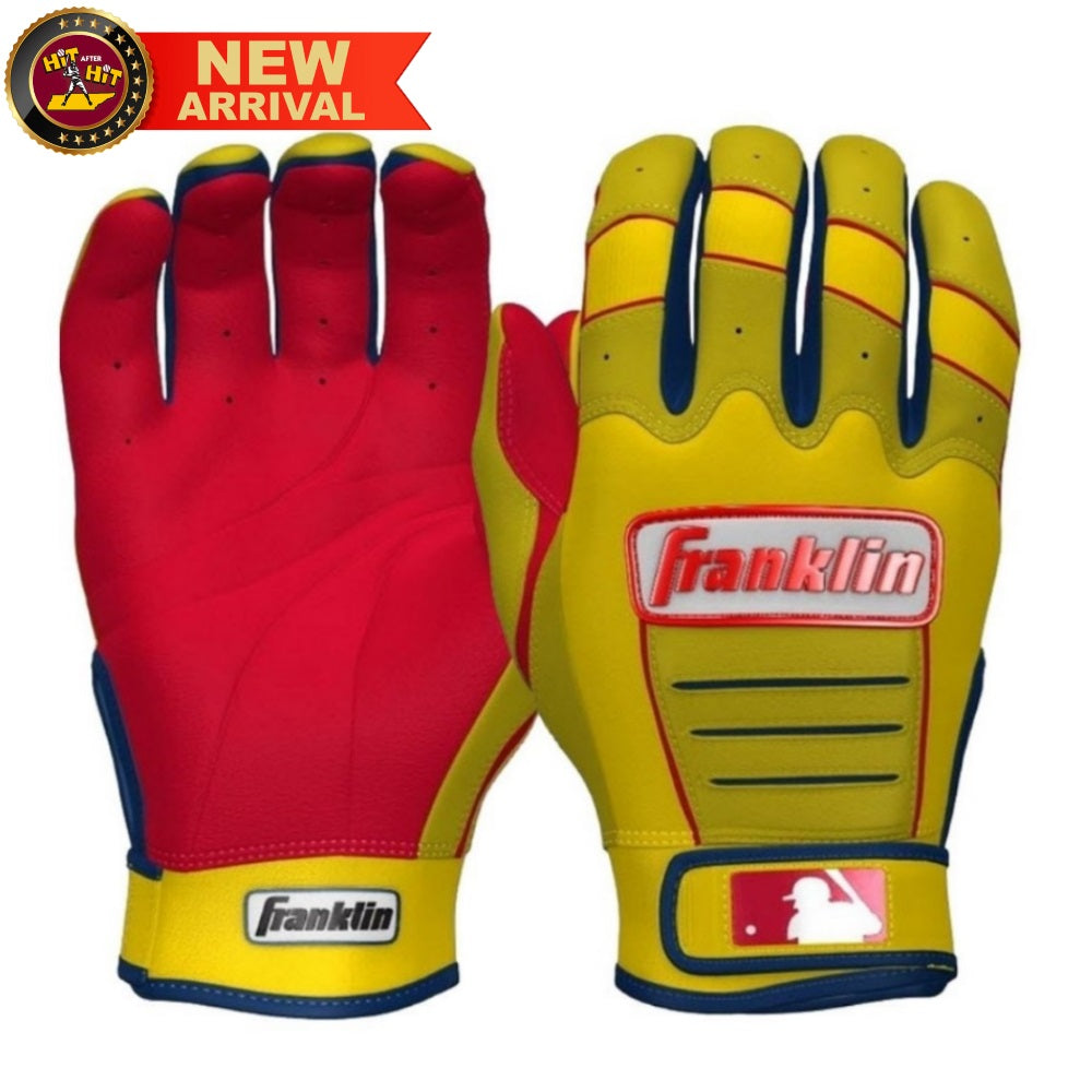 Franklin Custom Youth CFX Pro Batting Gloves: Yellow/Navy/Red