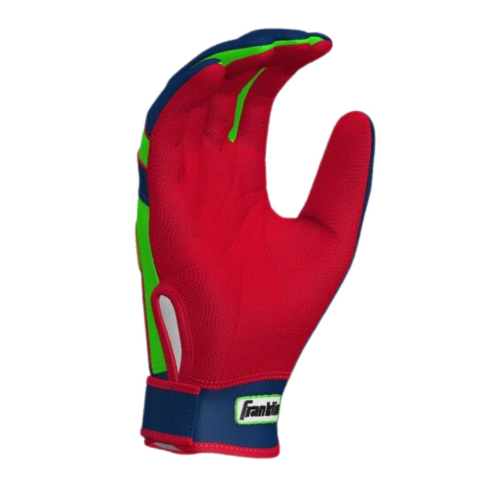 Franklin Custom Adult CFX Pro Batting Gloves: Neon Green/Navy/Red