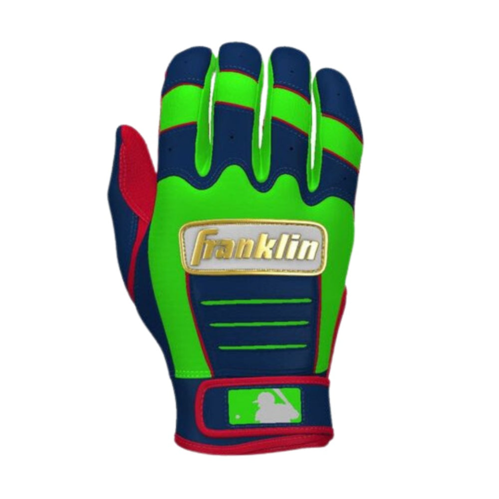 Franklin Custom Adult CFX Pro Batting Gloves: Neon Green/Navy/Red