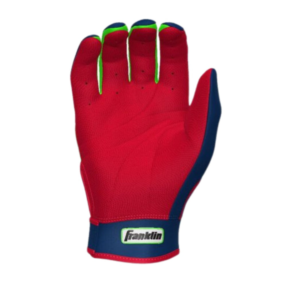 Franklin Custom Adult CFX Pro Batting Gloves: Neon Green/Navy/Red