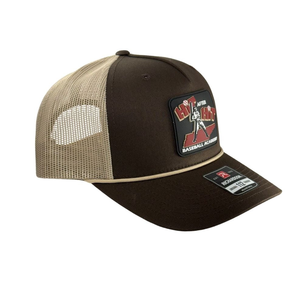Richardson 112FPR Hit After Hit Rubber Patch 5 Panel Rope Cap: Brown/Khaki